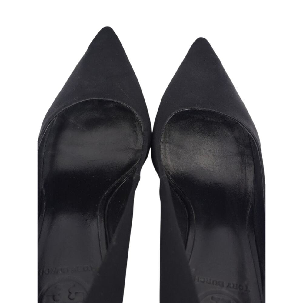 Tory Burch Satin Heels Black Pointed Toe Pumps - Picture 9 of 14